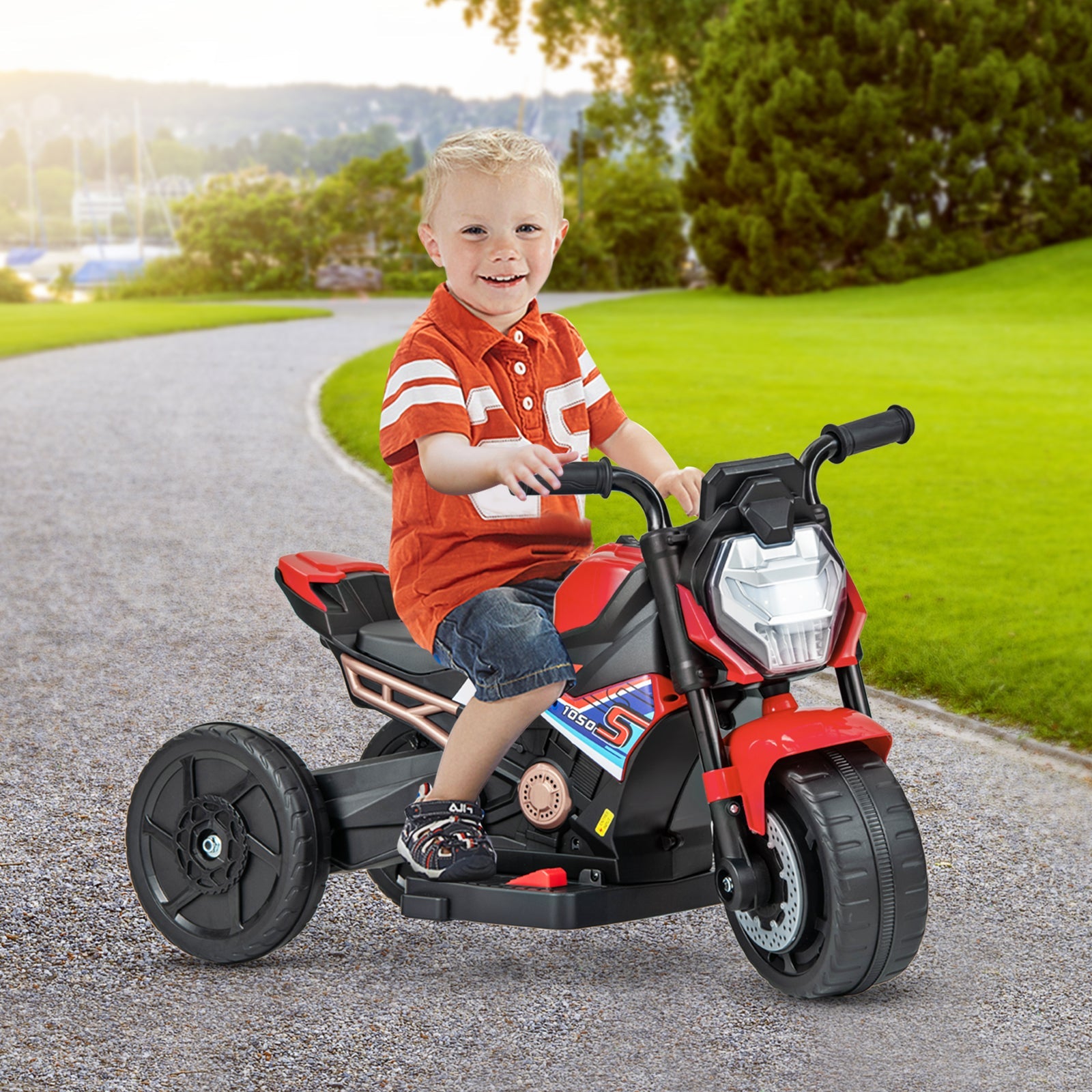 6V Battery Powered Kids Ride-on Motorcycle with Detachable Training Wheels