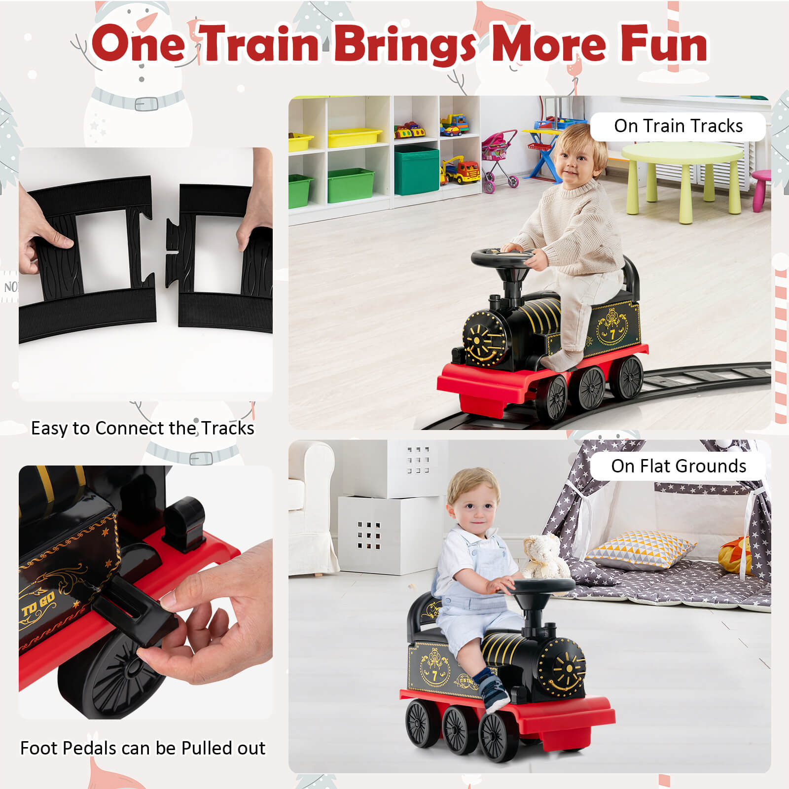 6V Electric Kids Ride On Car Toy Train with 16 Pieces Tracks