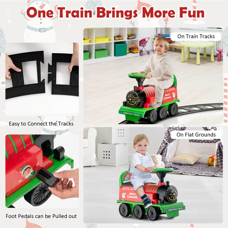 6V Electric Kids Ride On Car Toy Train with 16 Pieces Tracks