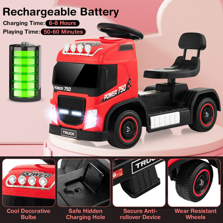 6V Kids Electric Ride-on Truck with Adjustable Height Seat