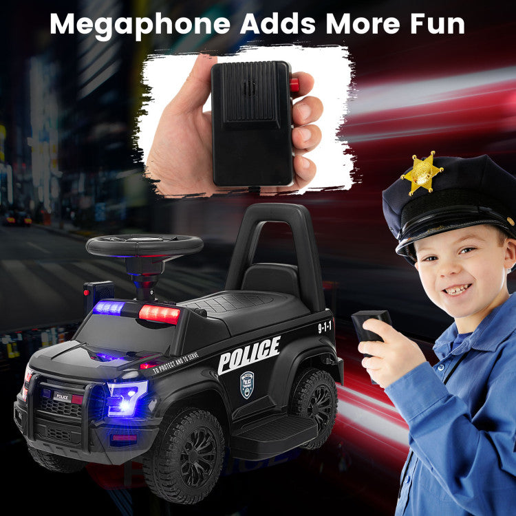 6V Kids Ride On Police Car with Real Megaphone and Hidden Storage