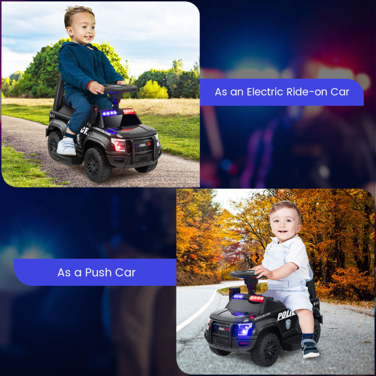 6V Kids Ride On Police Car with Real Megaphone and Hidden Storage