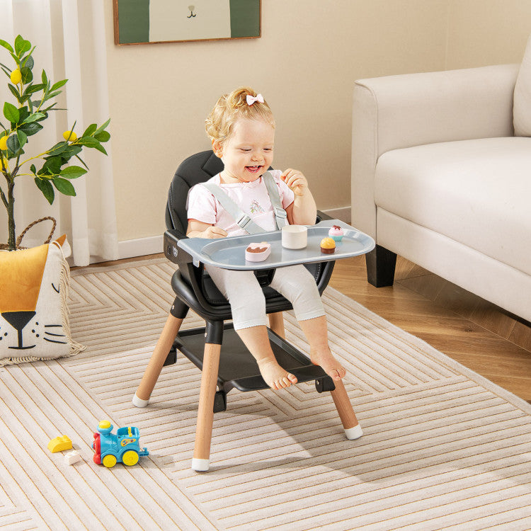 6 in 1 Convertible Nursery Highchair with Safety Harness and Removable Tray