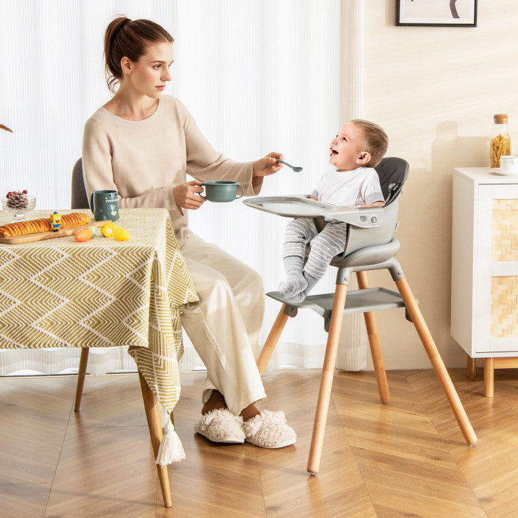 6 in 1 Convertible Nursery Highchair with Safety Harness and Removable Tray