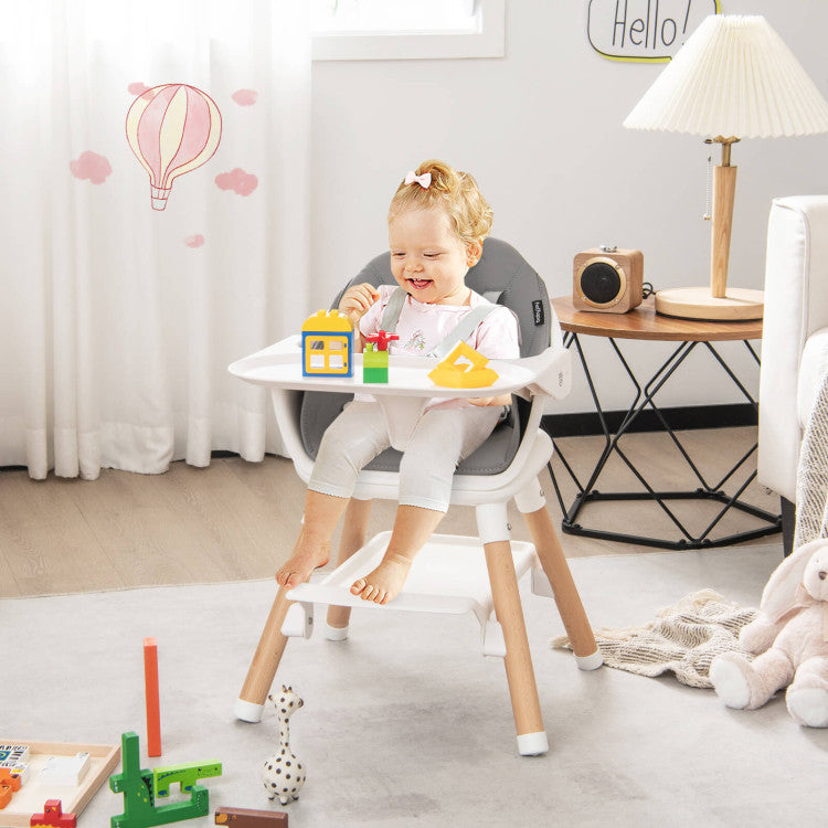 6 in 1 Convertible Nursery Highchair with Safety Harness and Removable Tray