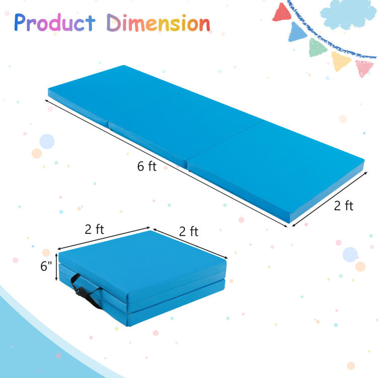 6 x 2 FT Tri-Fold Gym Mat with Handles and Removable Zippered Cover