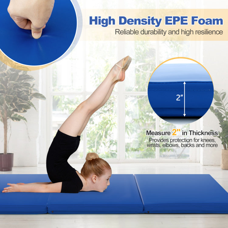 6 x 2 FT Tri-Fold Gym Mat with Handles and Removable Zippered Cover