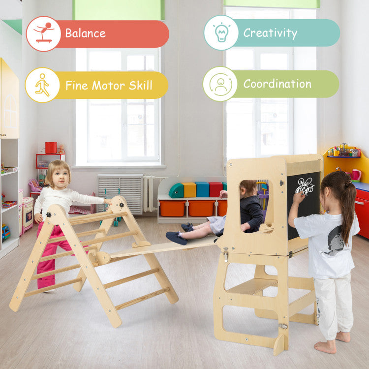 7-in-1 Toddler Climbing Toy Connected Foldable Table Chair Set with Adjustable Angles