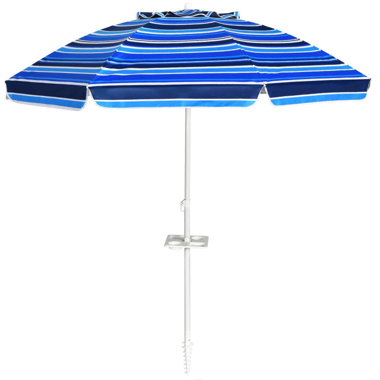 7.2 Feet Portable Outdoor Beach Umbrella with Sand Anchor and Tilt Mechanism