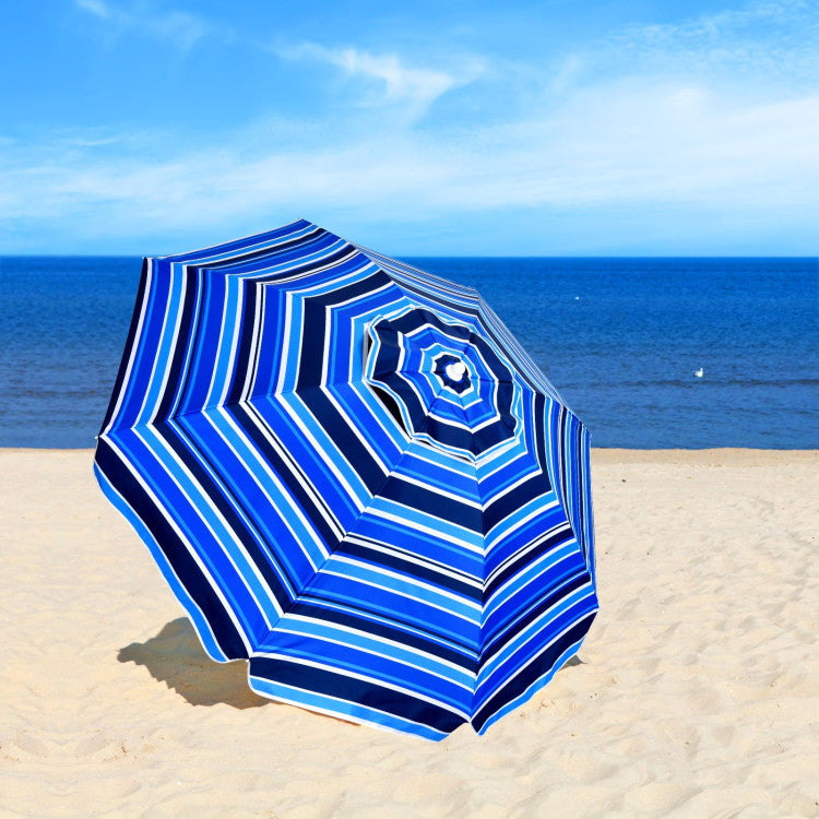 7.2 Feet Portable Outdoor Beach Umbrella with Sand Anchor and Tilt Mechanism