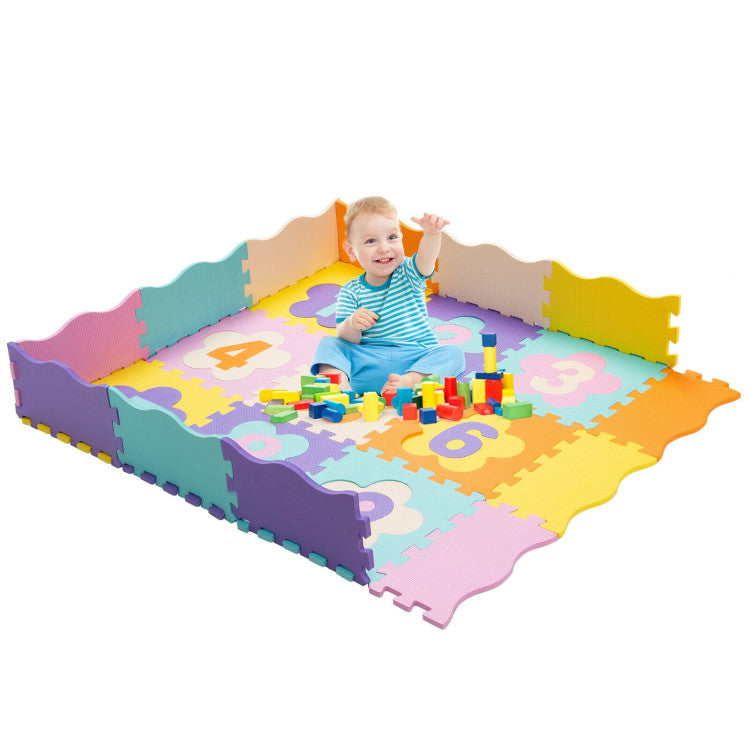 75 Pieces of Baby Foam Play Mat with Fence with Detachable Numbers