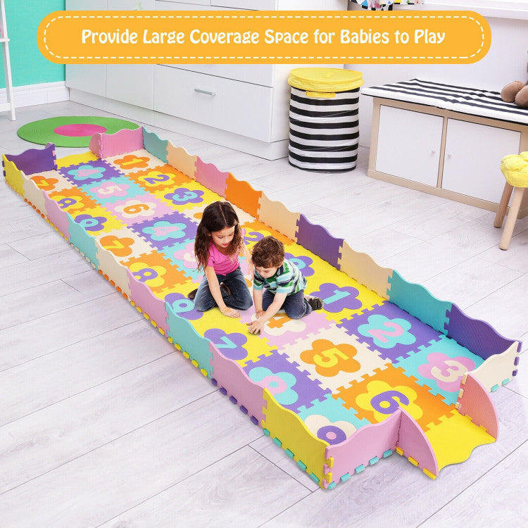 75 Pieces of Baby Foam Play Mat with Fence with Detachable Numbers
