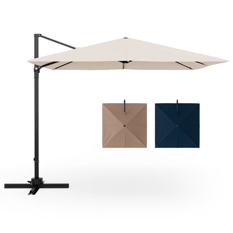 9.5 Feet Square Outdoor Patio Cantilever Umbrella with 360° Rotation