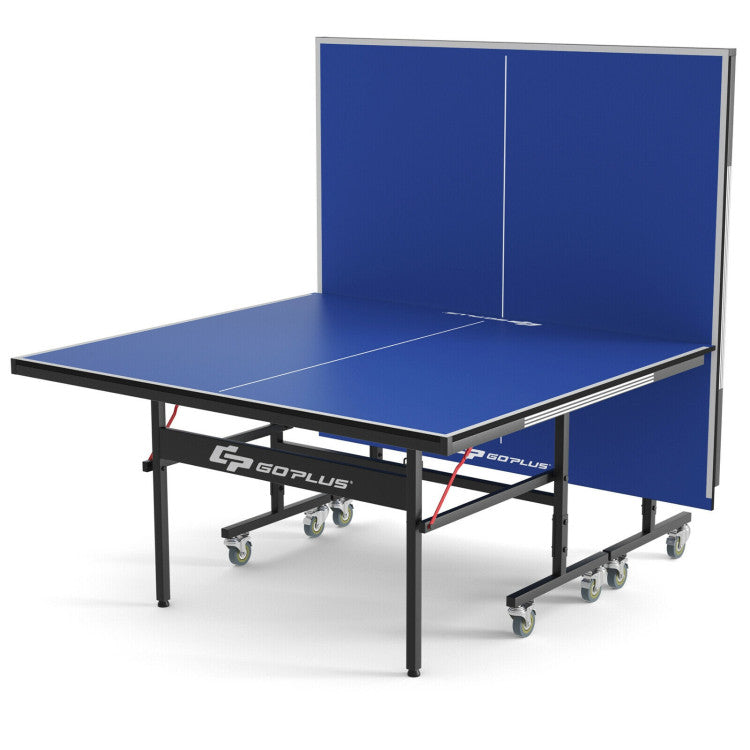 9 x 5 Feet Foldable Table Tennis Table with Accessories and Wheels