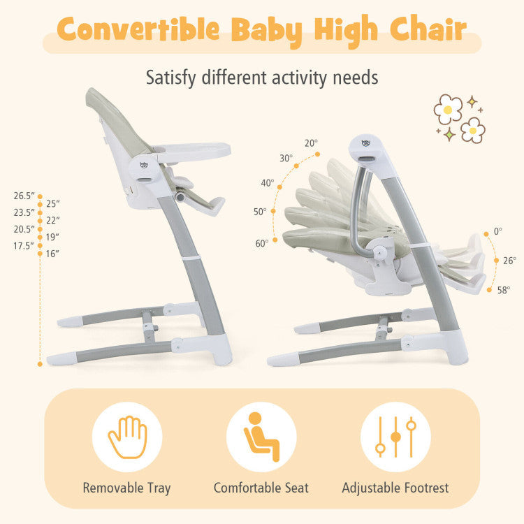 Adjustable Baby Nursery Folding Highchair with Safety Belt and Removable Double Tray