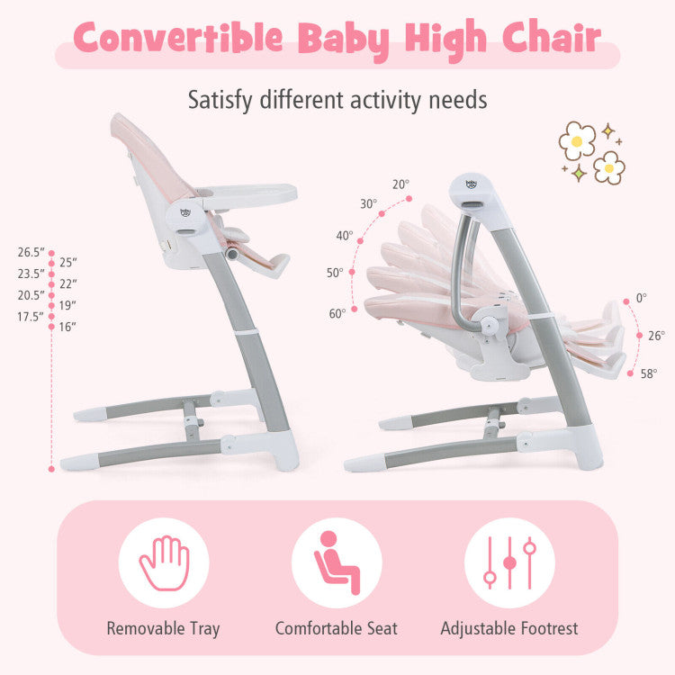 Adjustable Baby Nursery Folding Highchair with Safety Belt and Removable Double Tray