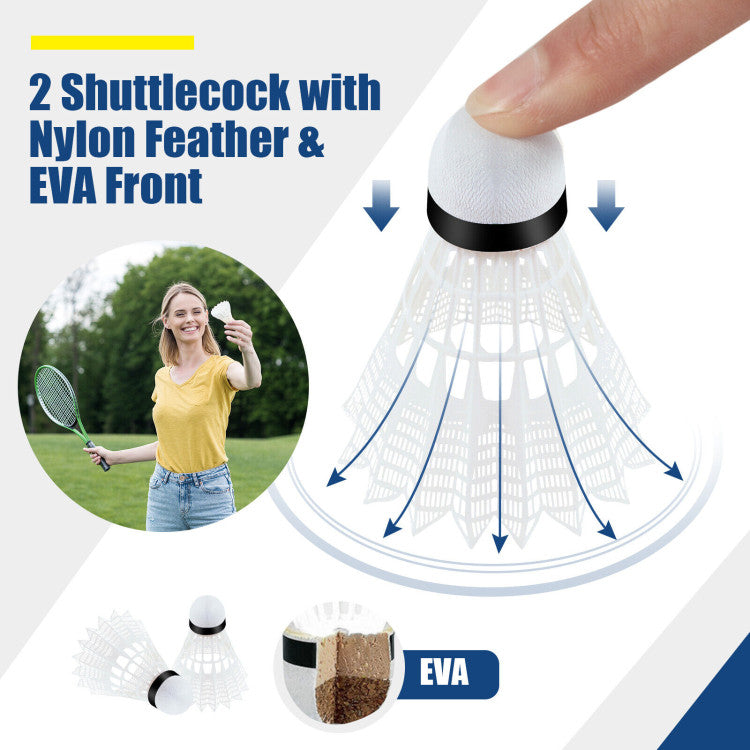 10/14 Feet Adjustable Badminton Net Stand with Shuttlecocks and Portable Carry Bag