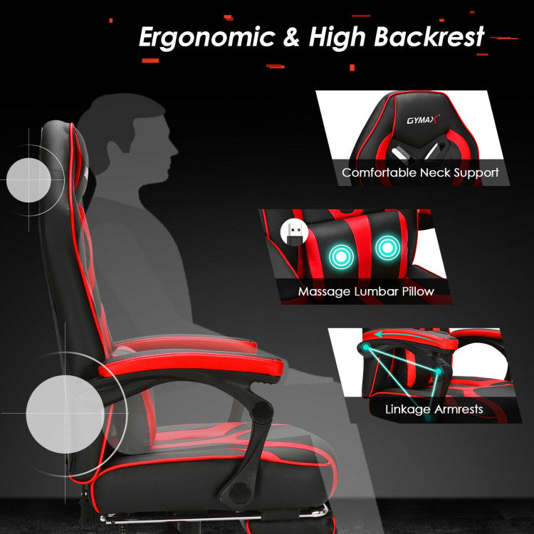 Adjustable Computer Massage Gaming Recliner Chair with Footrest