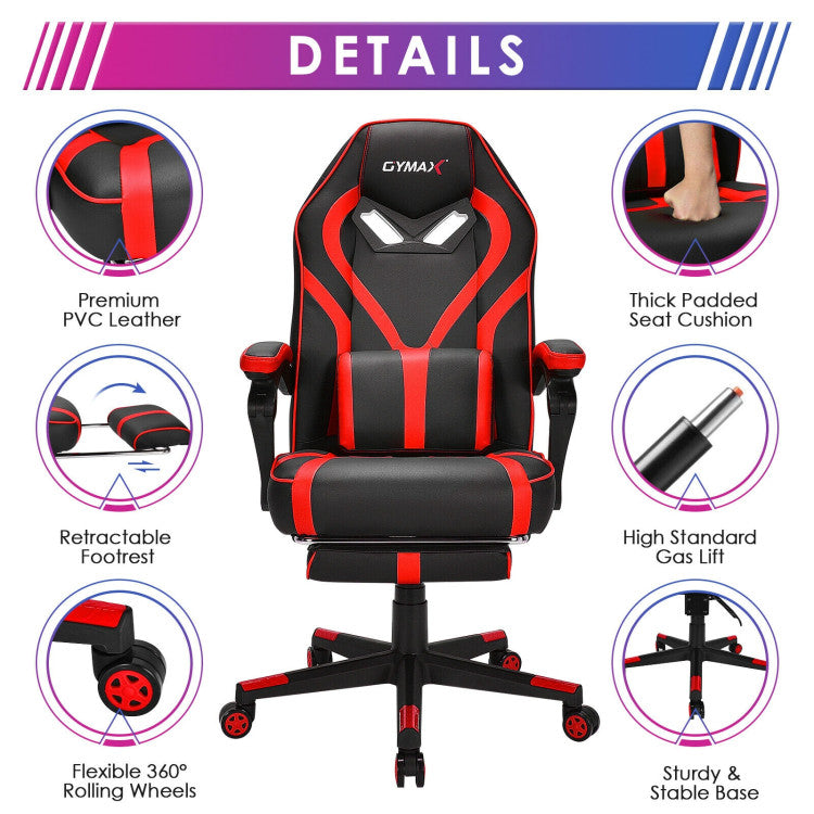 Adjustable Computer Massage Gaming Recliner Chair with Footrest