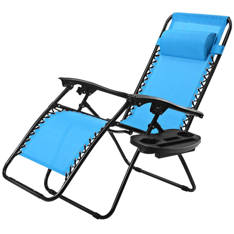 Adjustable Folding Zero Gravity Reclining Lounge Chair with Headrest and Cup Holder