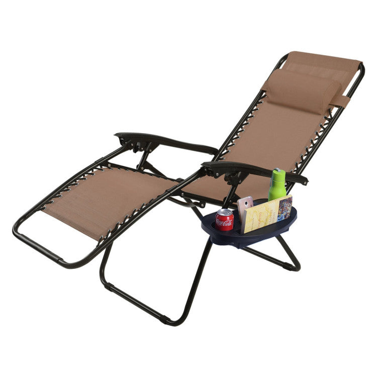 Adjustable Folding Zero Gravity Reclining Lounge Chair with Headrest and Cup Holder