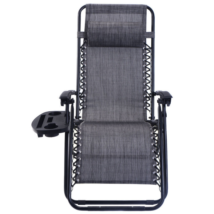 Adjustable Folding Zero Gravity Reclining Lounge Chair with Headrest and Cup Holder