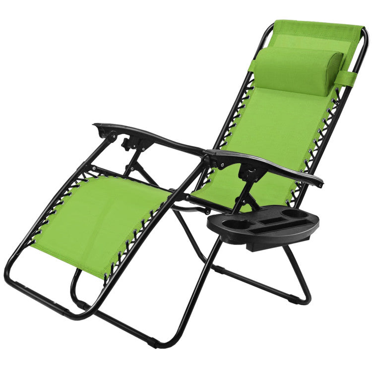 Adjustable Folding Zero Gravity Reclining Lounge Chair with Headrest and Cup Holder