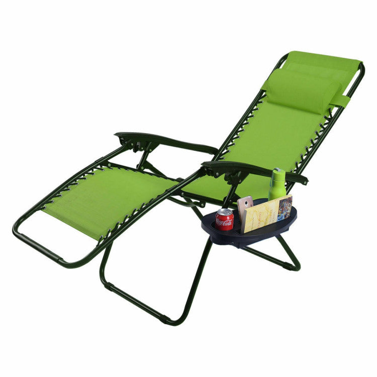 Adjustable Folding Zero Gravity Reclining Lounge Chair with Headrest and Cup Holder