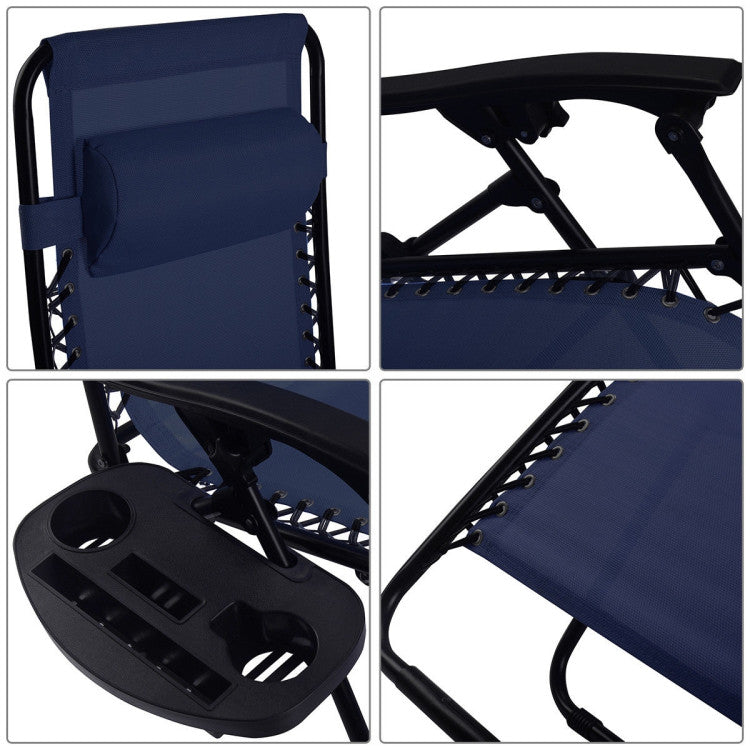 Adjustable Folding Zero Gravity Reclining Lounge Chair with Headrest and Cup Holder