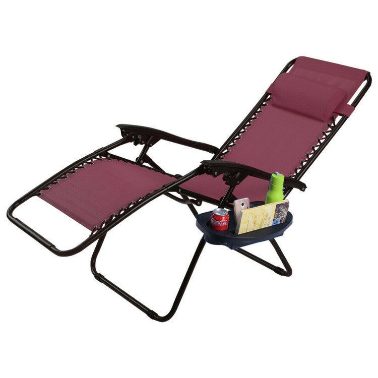 Adjustable Folding Zero Gravity Reclining Lounge Chair with Headrest and Cup Holder