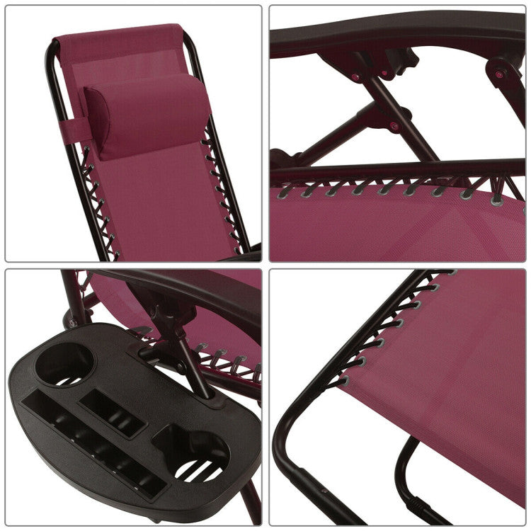 Adjustable Folding Zero Gravity Reclining Lounge Chair with Headrest and Cup Holder