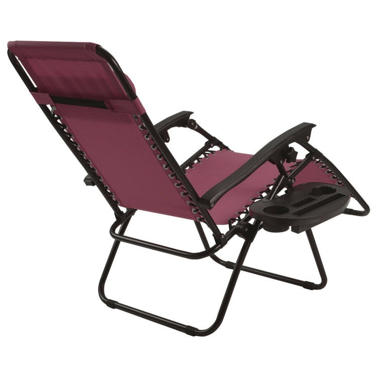 Adjustable Folding Zero Gravity Reclining Lounge Chair with Headrest and Cup Holder