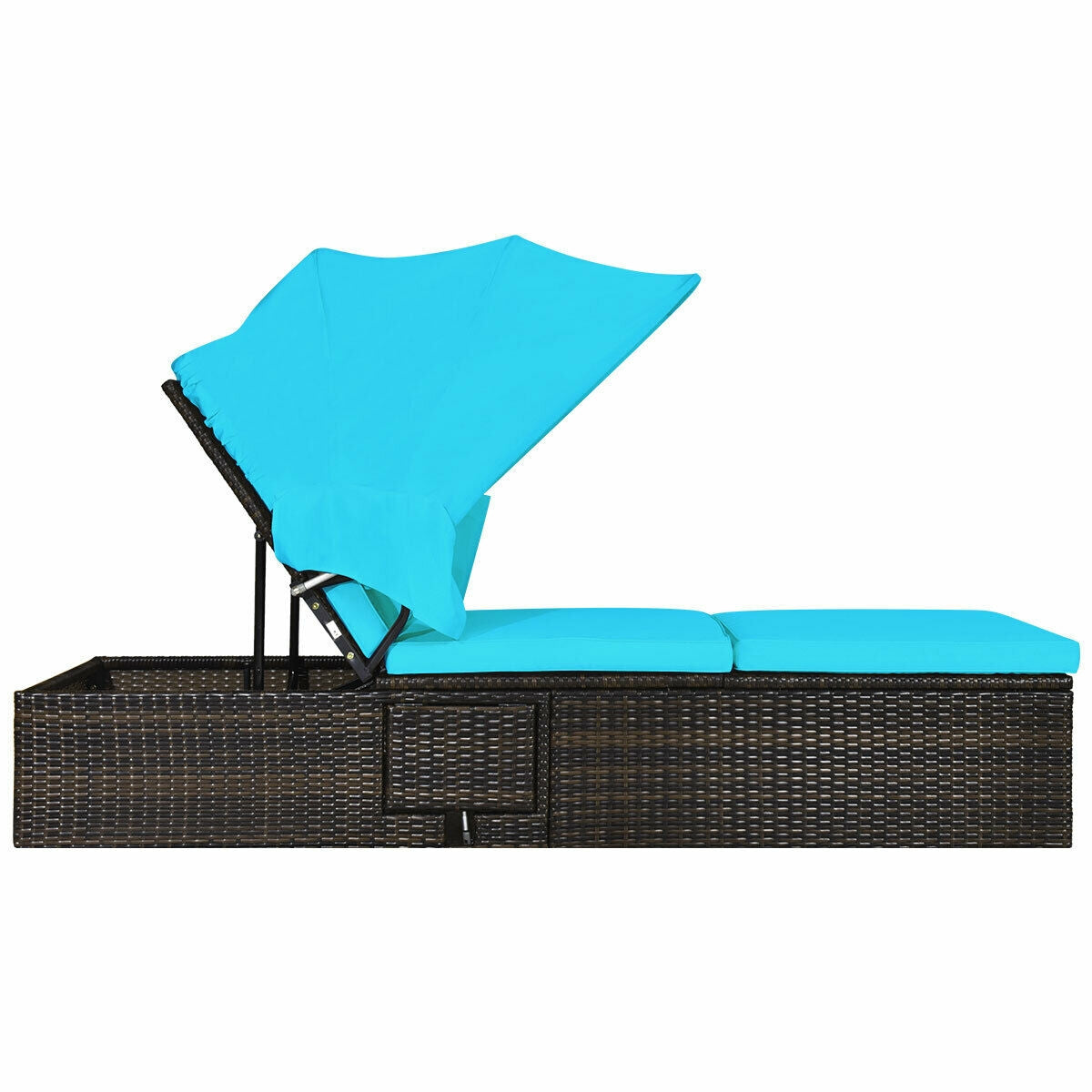 Adjustable Outdoor Chaise Lounge Chair with Folding Canopy