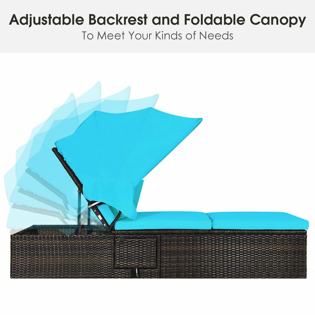 Adjustable Outdoor Chaise Lounge Chair with Folding Canopy