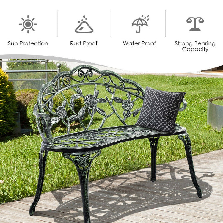 Aluminum Outdoor Patio Garden Bench Chair Loveseat Cast