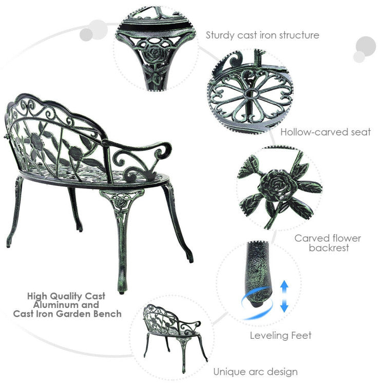 Aluminum Outdoor Patio Garden Bench Chair Loveseat Cast