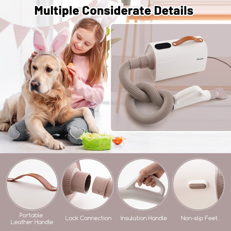 Dog Cat Hair Blower with Negative Ion Function and Adjustable Temperature