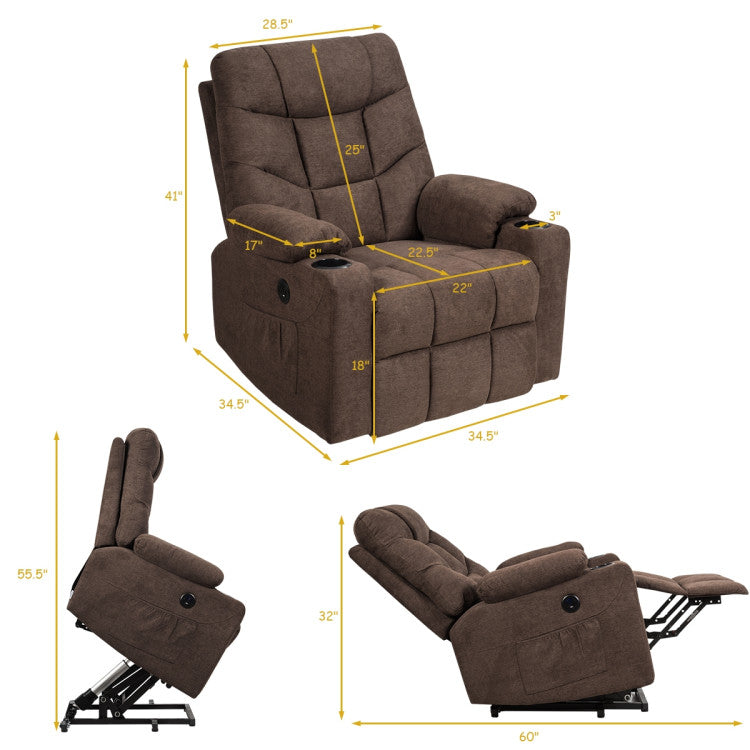 Electric Massage Recliner with 8-point Massage and USB Charging Port