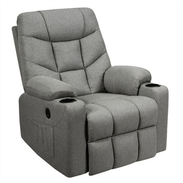 Electric Massage Recliner with 8-point Massage and USB Charging Port