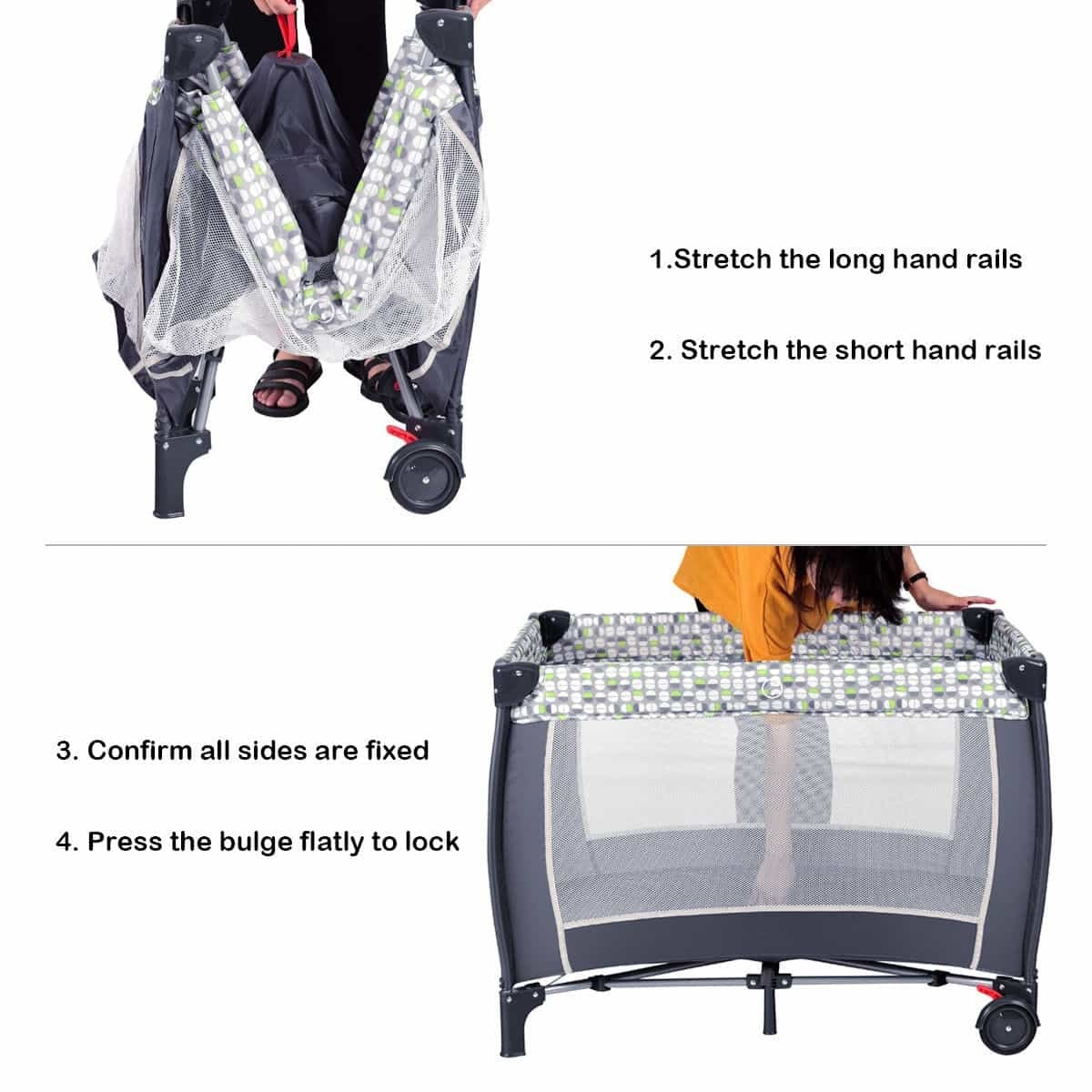 Foldable Baby Crib Playpen Infant Bassinet Bed with Carrying Bag