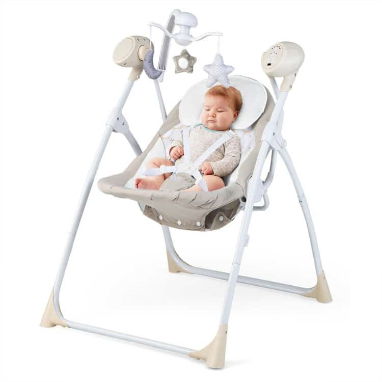 Foldable & Portable Electric Baby Rocking Chair with Adjustable Backrest