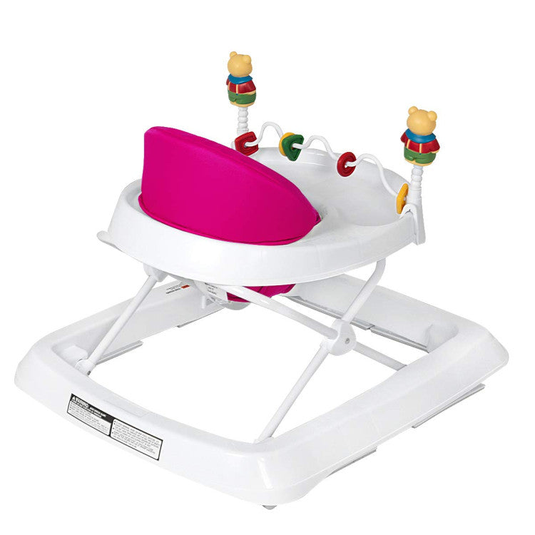 Folding Baby Walker with Padded Seat and Adjustable Height