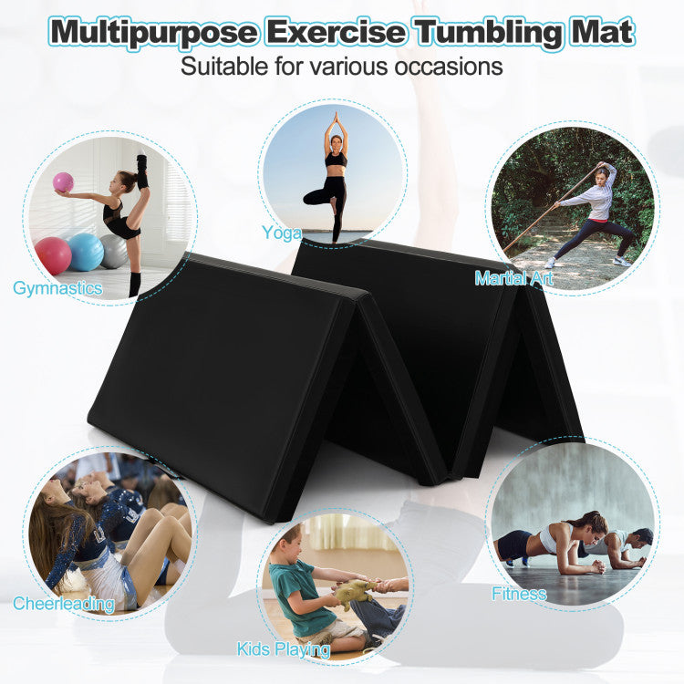 Folding Gymnastics Mat with Carry Handles for Yoga and Fitness