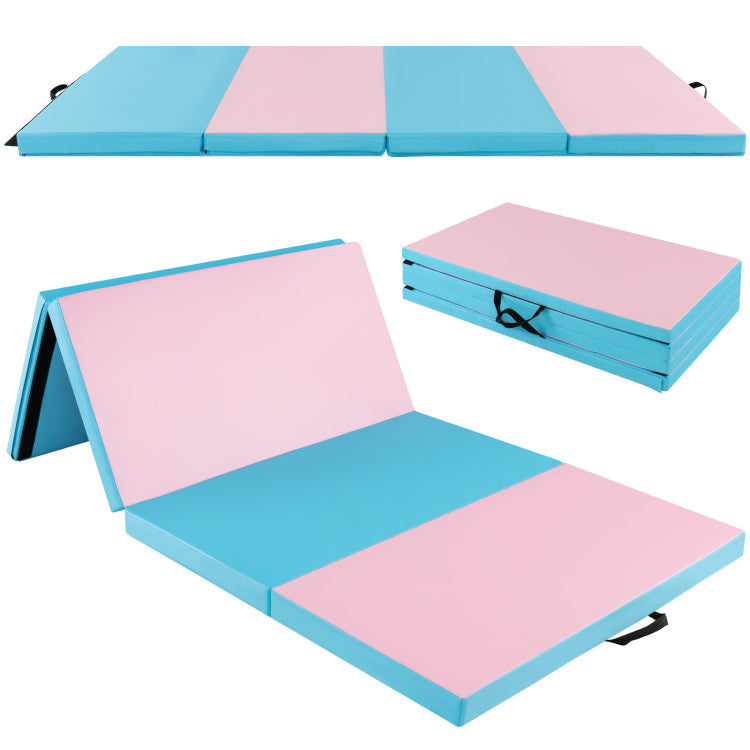 Folding Gymnastics Mat with Carry Handles for Yoga and Fitness