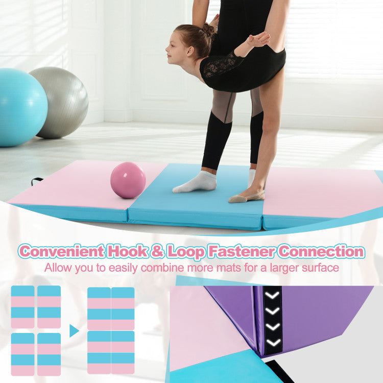 Folding Gymnastics Mat with Carry Handles for Yoga and Fitness