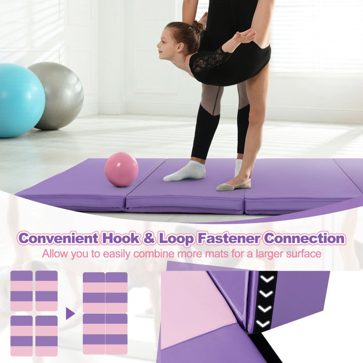 Folding Gymnastics Mat with Carry Handles for Yoga and Fitness