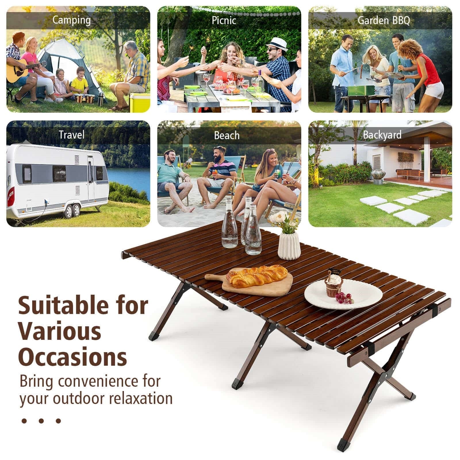 Folding Picnic Table with Carry Bag for Camping, BBQ and Patio