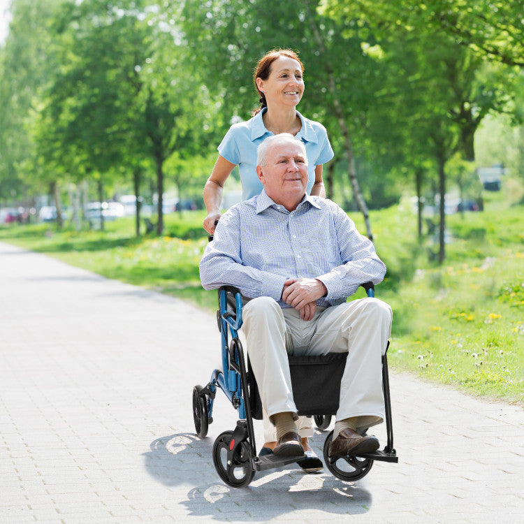 Folding Rollator Mobility Walker with Seat and 8-inch Wheels