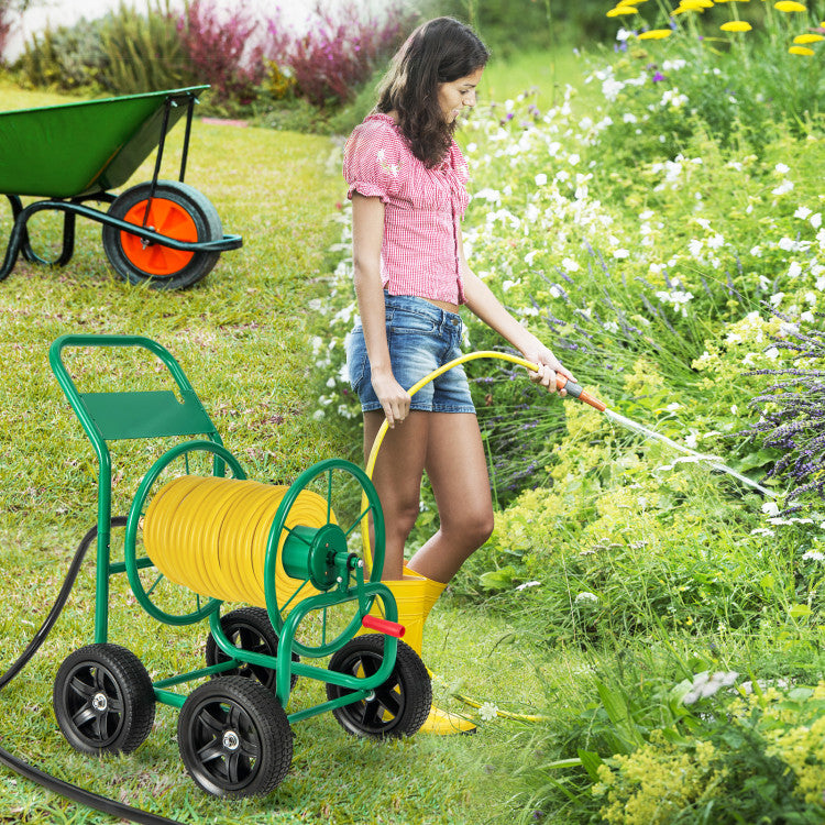 Garden Water Hose Reel Cart with Wheels for Watering Plants, Washing cars and Bathing Pets