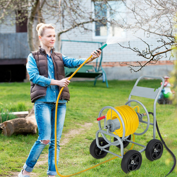 Garden Water Hose Reel Cart with Wheels for Watering Plants, Washing cars and Bathing Pets